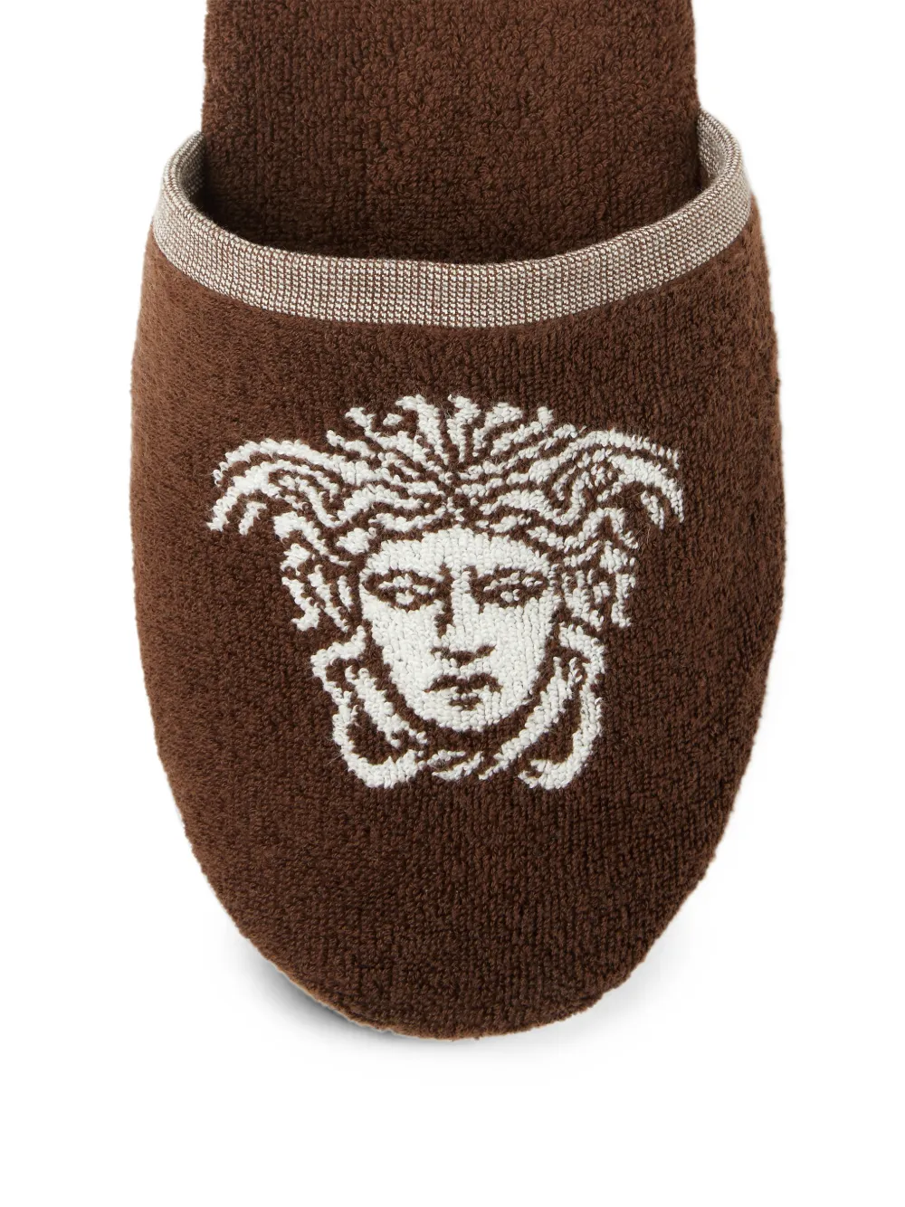 Versace Katoenen badstof jacquard slippers Bruin