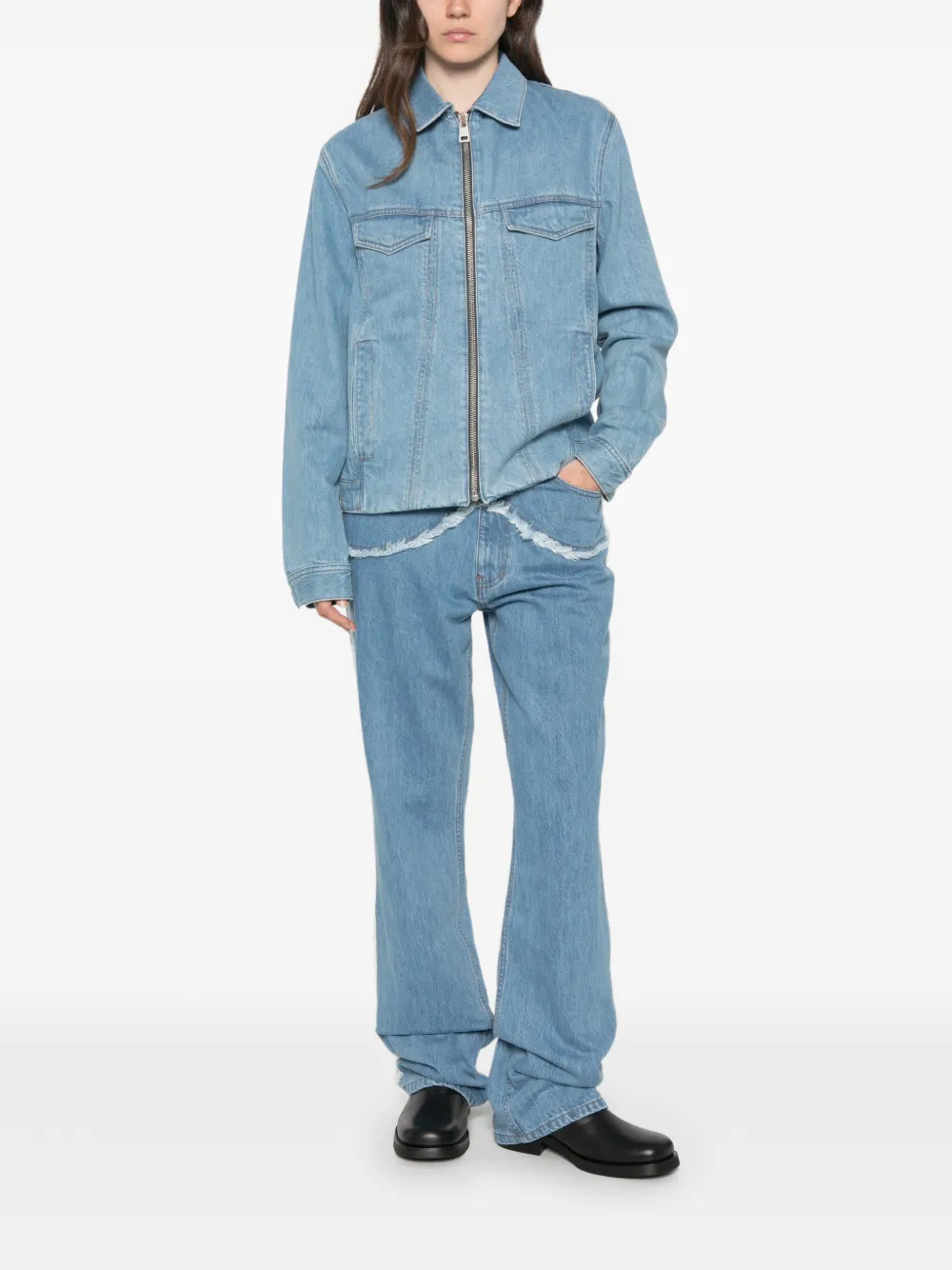 Études Studio Bootcut jeans met franje Blauw