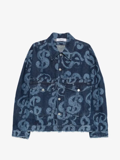 Études Studio dollar-print raw-edge denim jacket