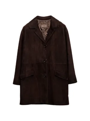 PRADA ダークブラウン レザー ロングコート Prada（プラダ）ウィメンズ レザーコート - FARFETCH