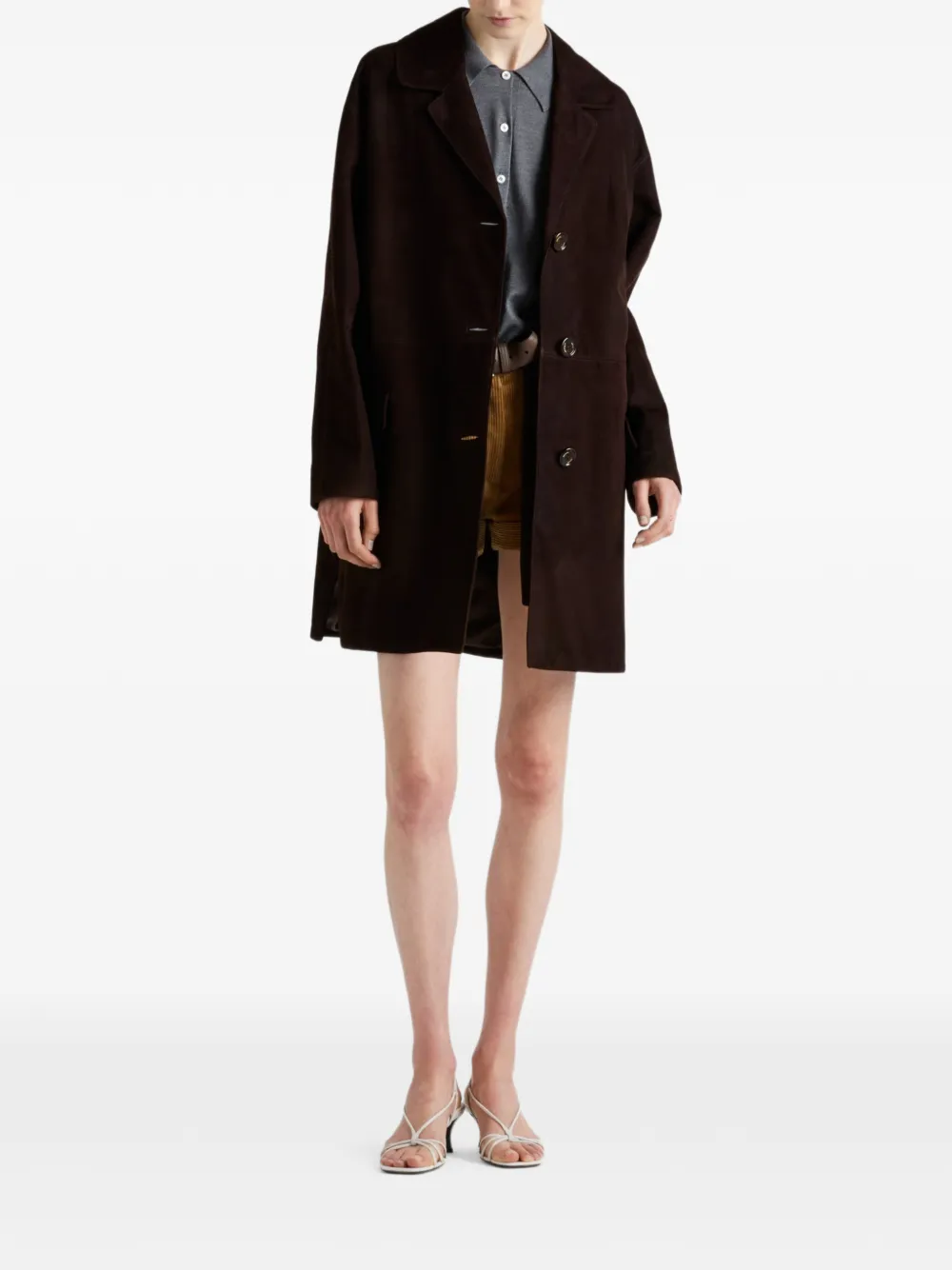  Prada Suede Coat - Brown 