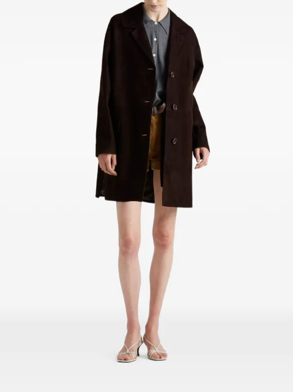 Prada スエード コート | ブラウン | FARFETCH JP