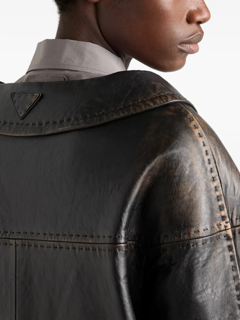 Prada Antique nappa leren jack Zwart