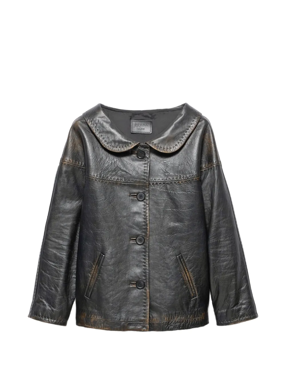 Prada antiqued nappa leather jacket - Schwarz