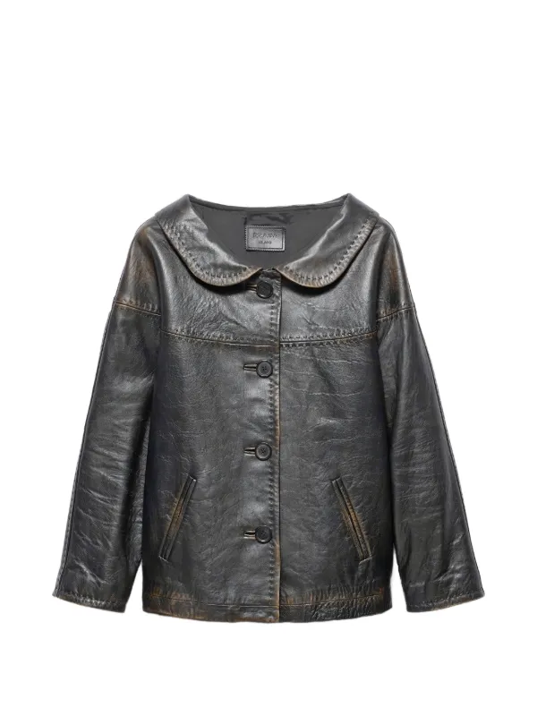 Prada レザージャケット | ブラック | FARFETCH JP