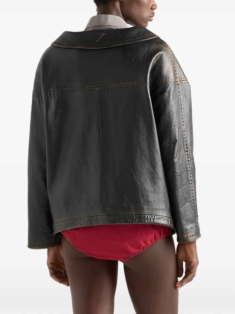 Prada Antique nappa leren jack Zwart