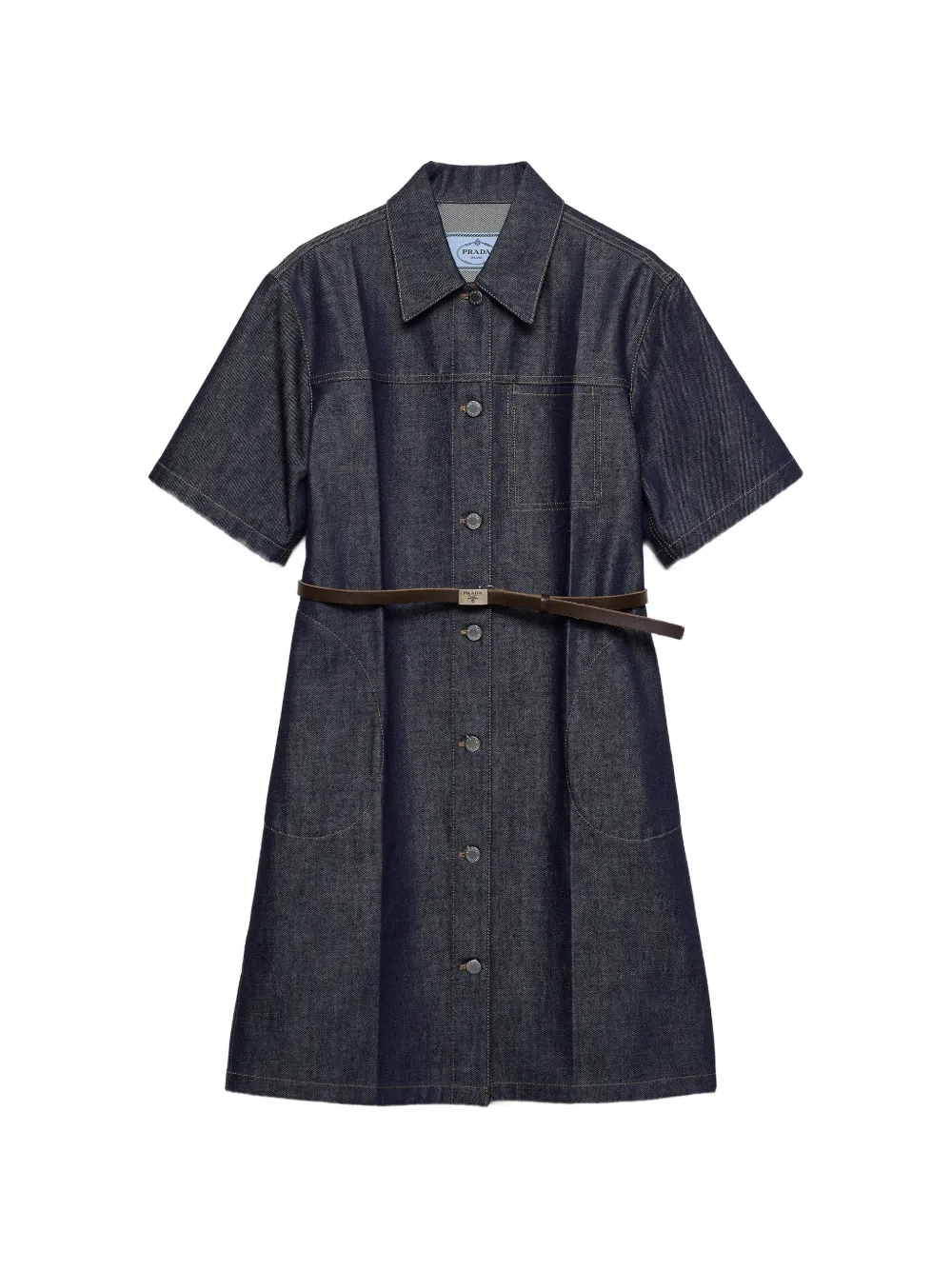 Prada belted denim mini dress - Blu