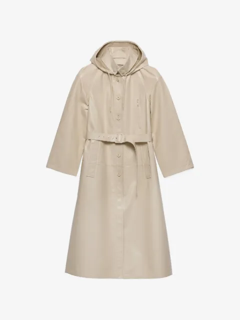 Prada Nappa leren en stoffen jas met capuchon