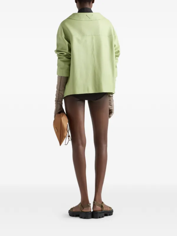 Prada Nappa Leather Jacket | Green | FARFETCH