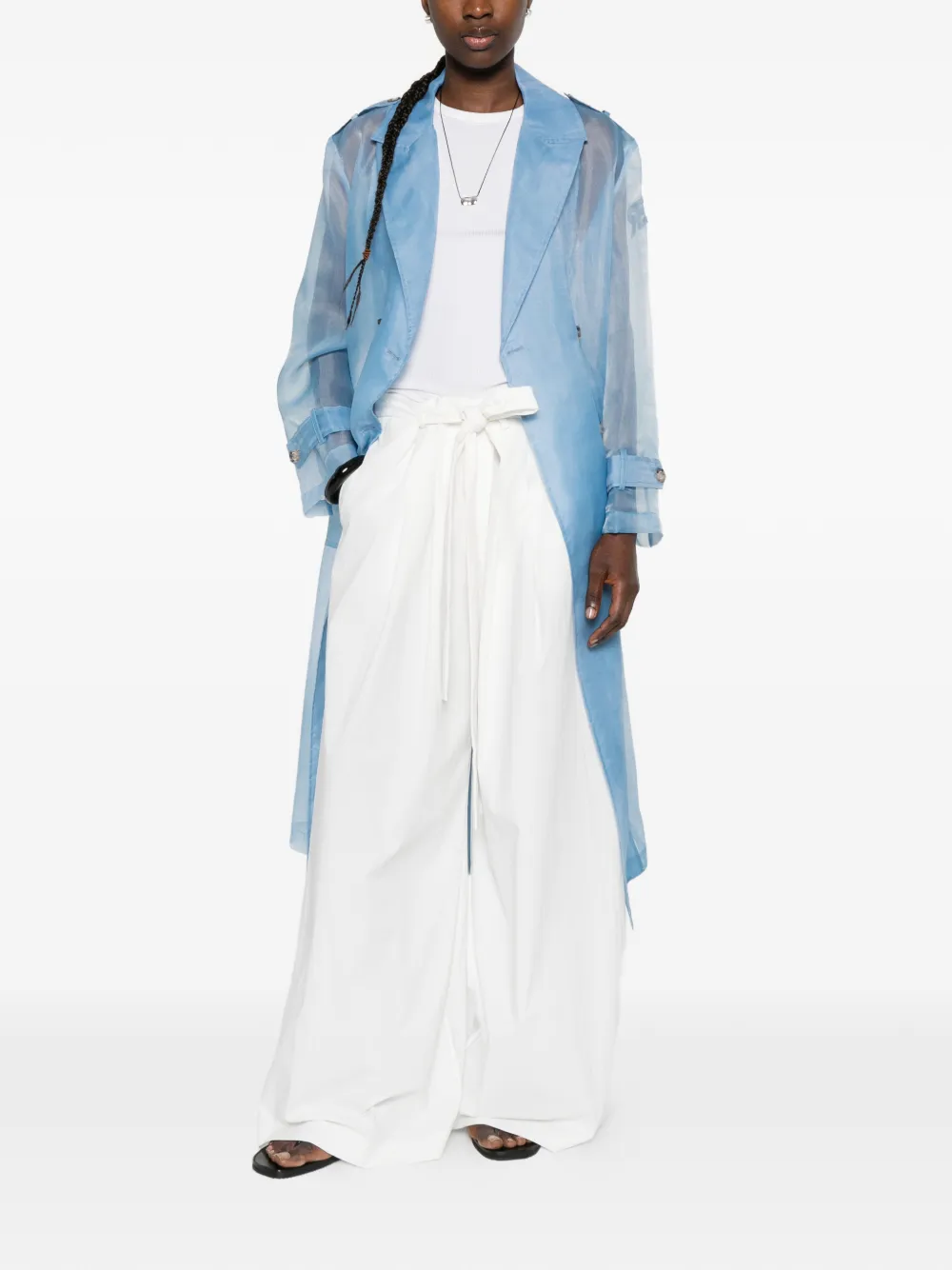  Ermanno Firenze Double-breasted Trench Coat - Blue 