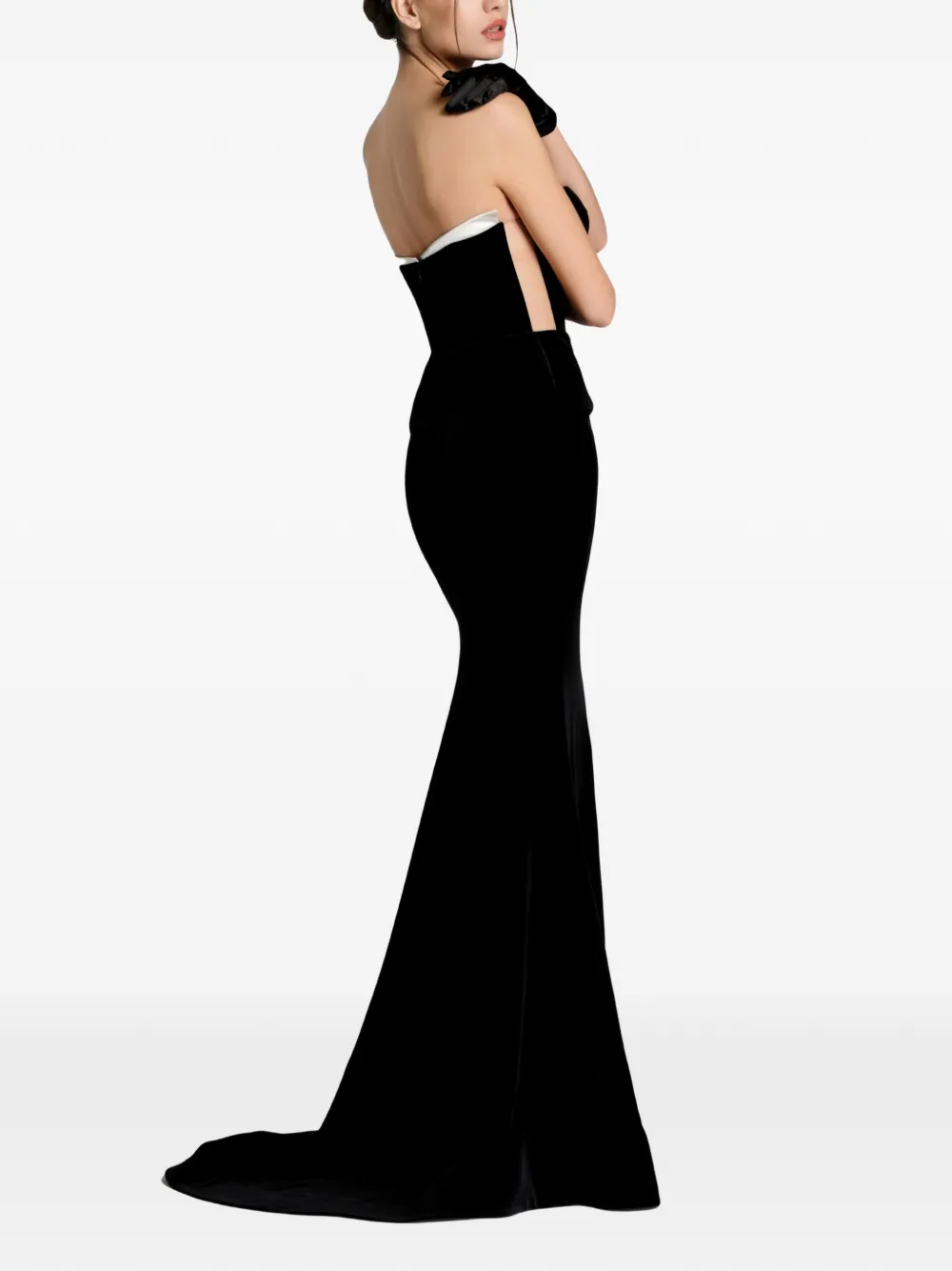  Imroska Imroska 23 Tuxedos Strapless Peplum Maxi Dress - Black 