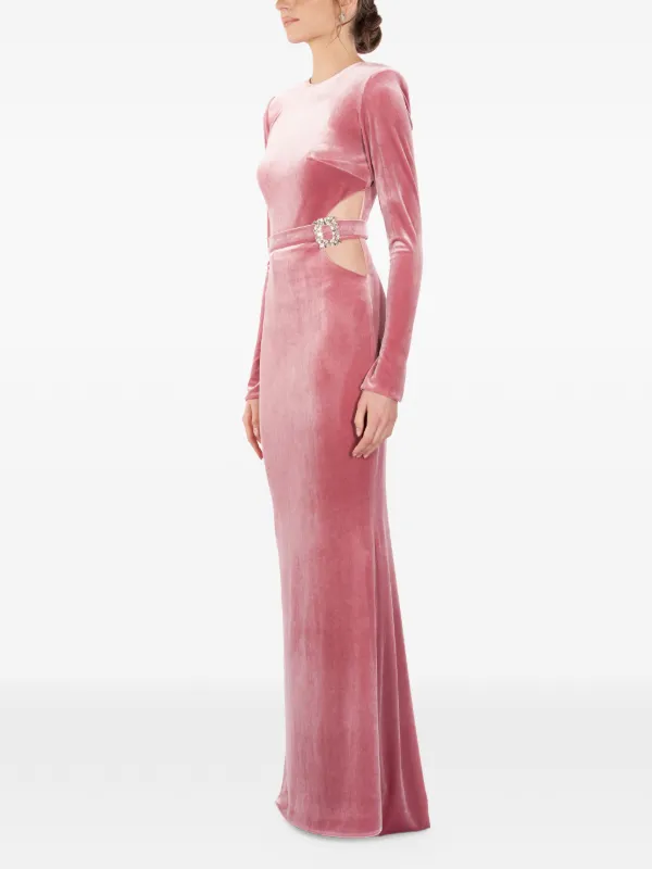 pink velvet long sleeve maxi dress Pink Velvet Long Sleeve Maxi Dress