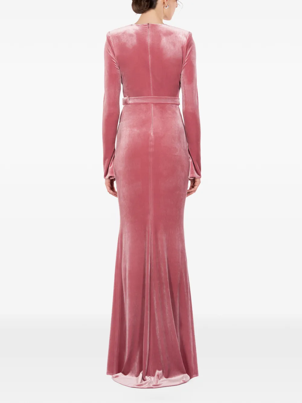 IMROSKA Self Portrait fluwelen maxi-jurk met uitgesneden details Roze