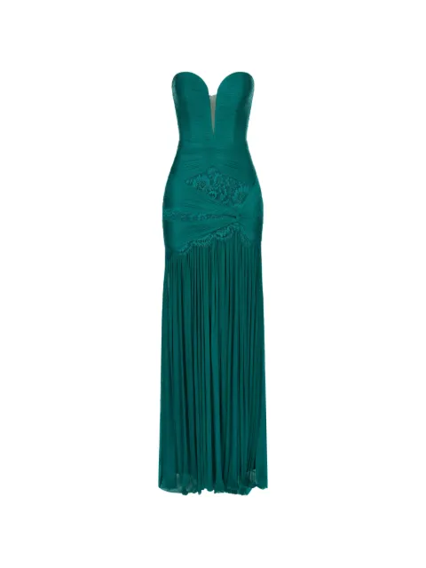 IMROSKA The Emerald Forest lace-detail strapless maxi dress
