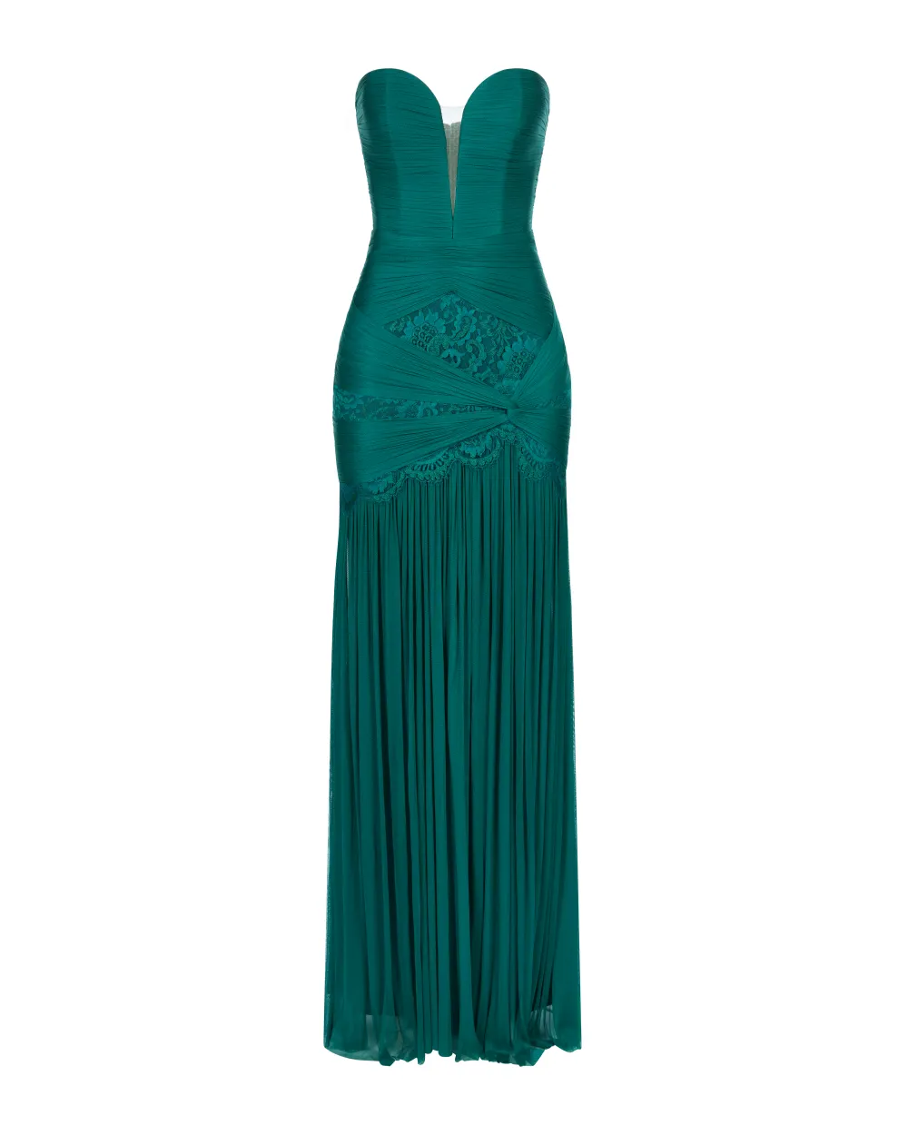 IMROSKA The Emerald Forest lace-detail strapless maxi dress - Green