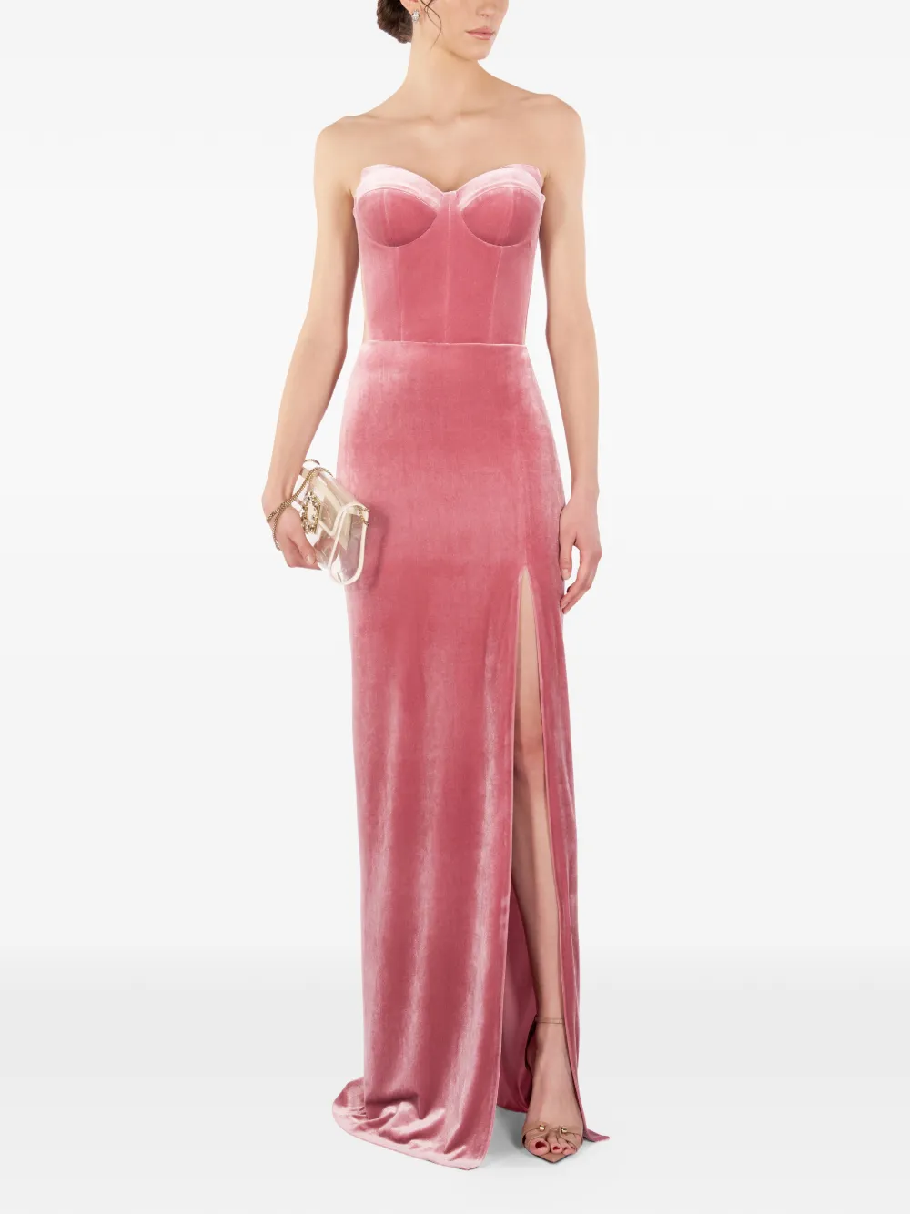  Imroska Imroska 24 Side-slit Strapless Maxi Dress - Pink 