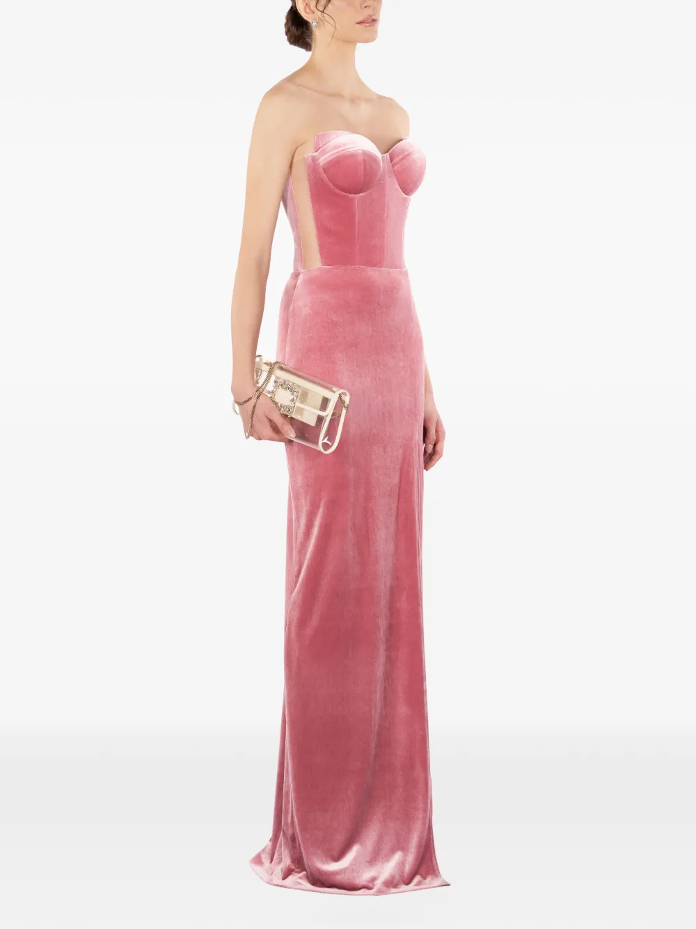  Imroska Imroska 24 Side-slit Strapless Maxi Dress - Pink 