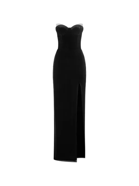 IMROSKA 24 Lace Tuxedos slit-detail maxi dress