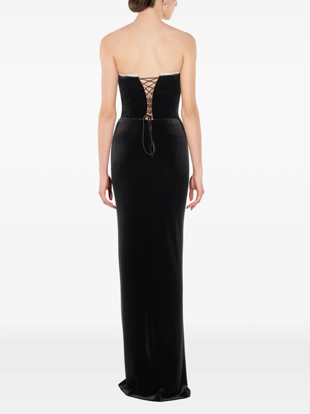 IMROSKA 24 Lace Tuxedos maxi-jurk met split Zwart
