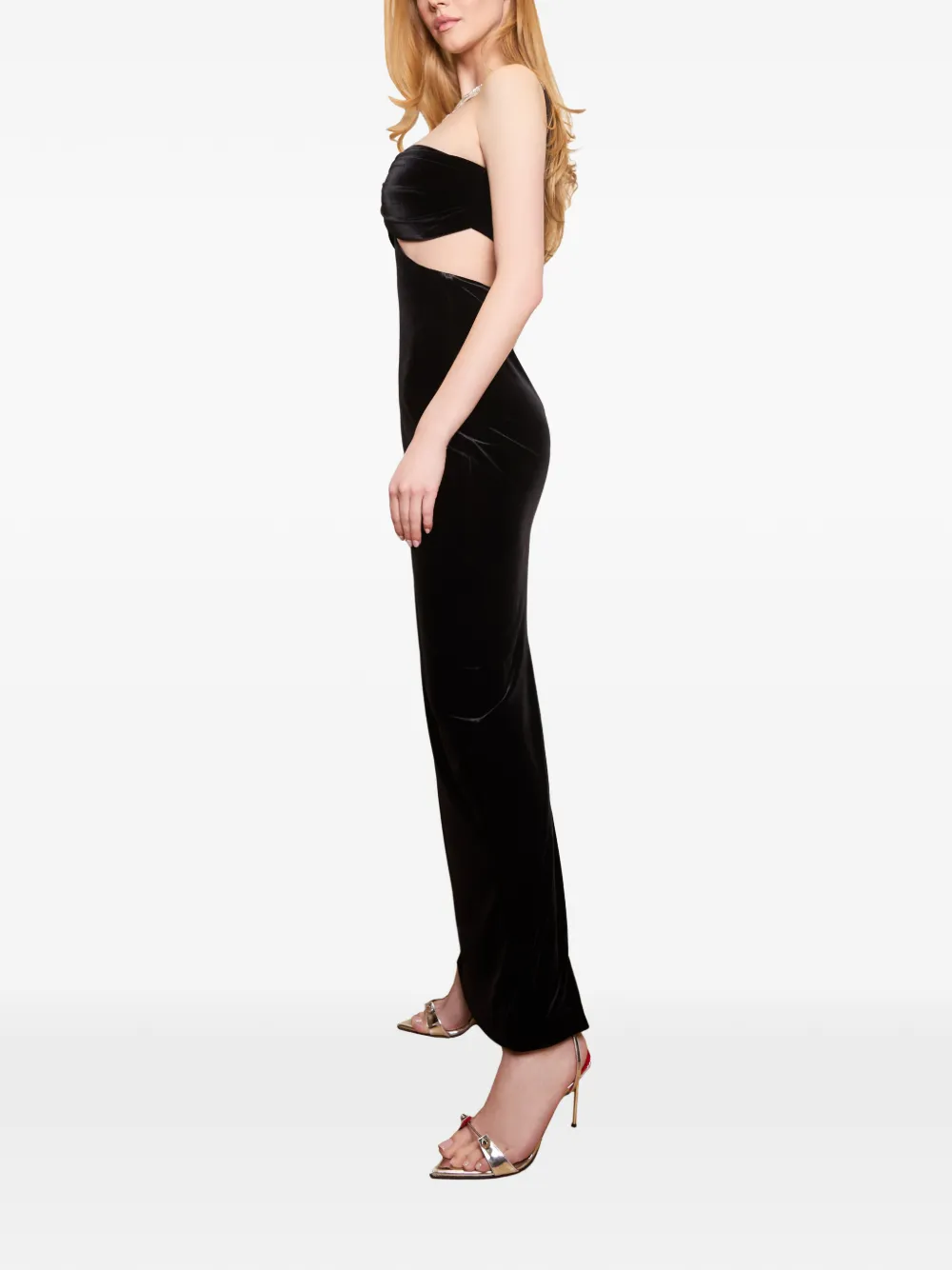  Imroska Queen Cleopatra Cut-out Embellished Maxi Dress - Black 