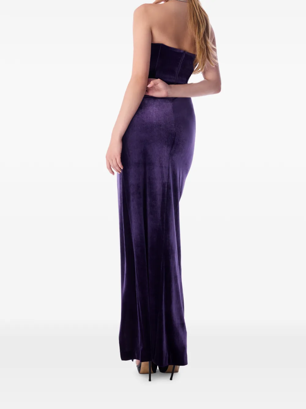  Imroska Imroska 24 Split Strapless Maxi Dress - Purple 