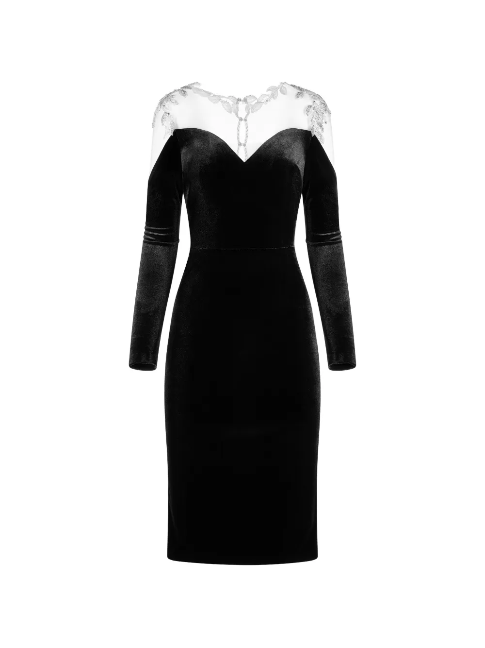 IMROSKA 26 Leaves velvet V-neck midi dress