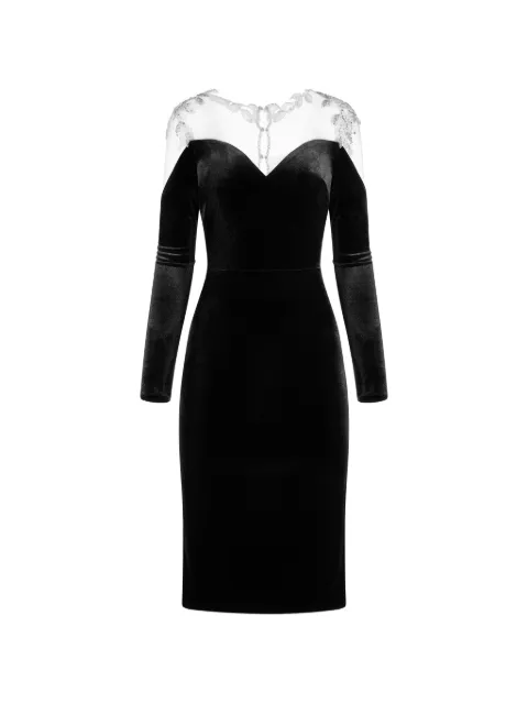 IMROSKA Imroska 26 Leaves velvet V-neck midi dress