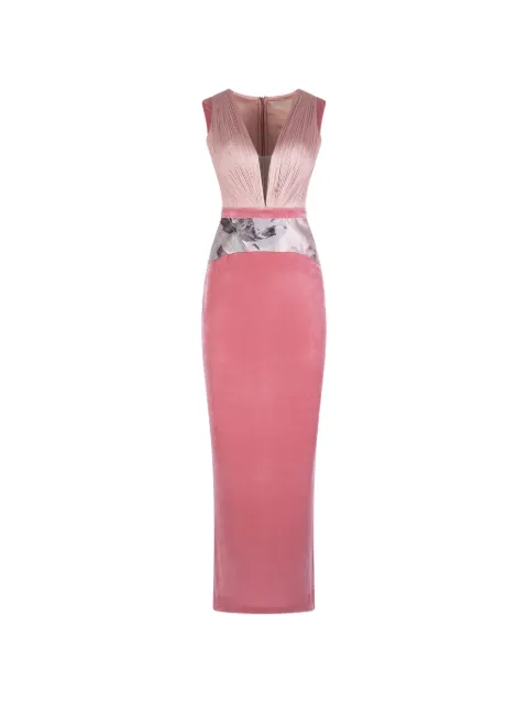 IMROSKA Pandora floral-detail V-neck maxi dress