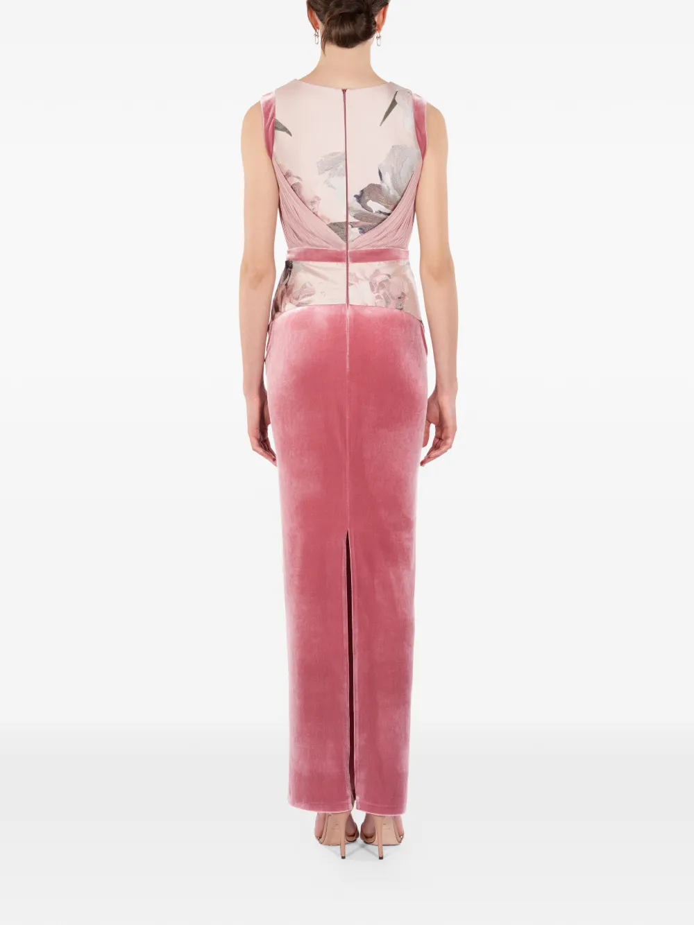 IMROSKA Pandora maxi-jurk met V-hals en bloemendetail Roze