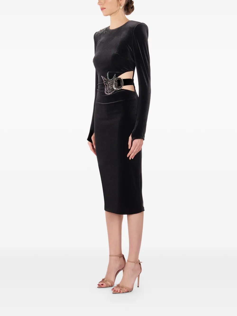  Imroska Vestido Midi Self Portrait Cocktail - Negro 