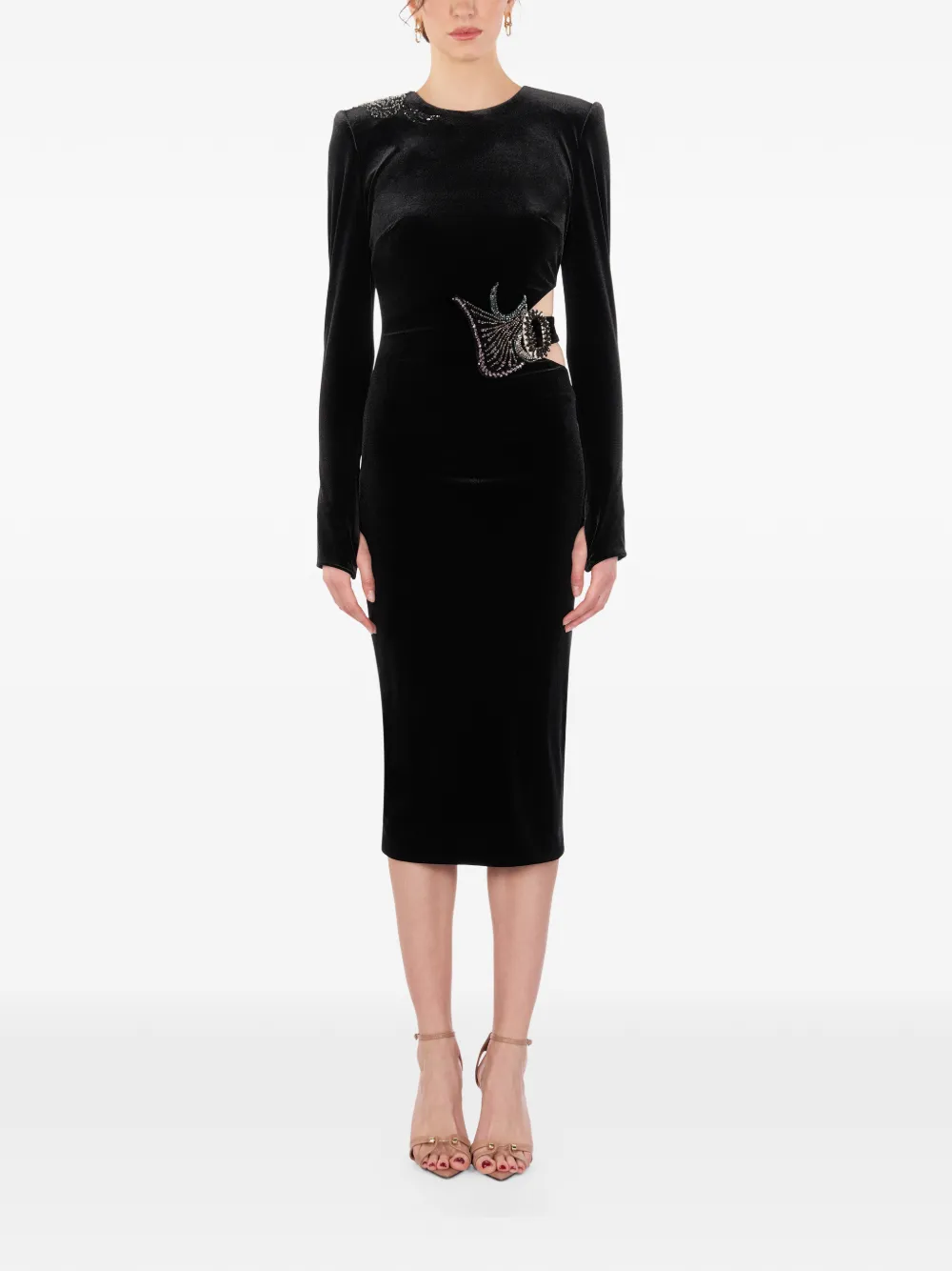 Imroska Vestido Midi Self Portrait Cocktail - Negro 