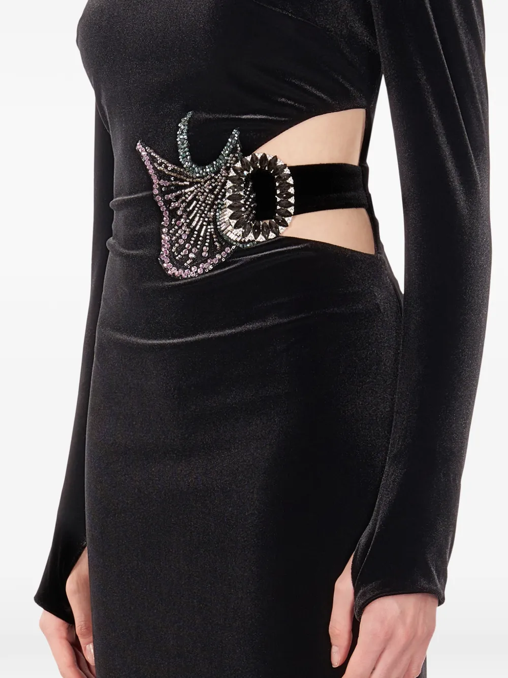 IMROSKA Self Portrait Cocktail verfraaide midi-jurk met uitgesneden detail Zwart