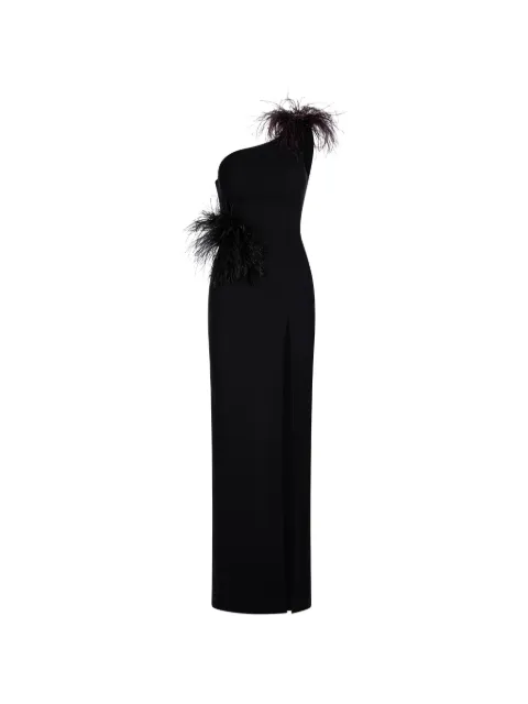 IMROSKA Imroska 16 feather-detail one-shoulder maxi dress