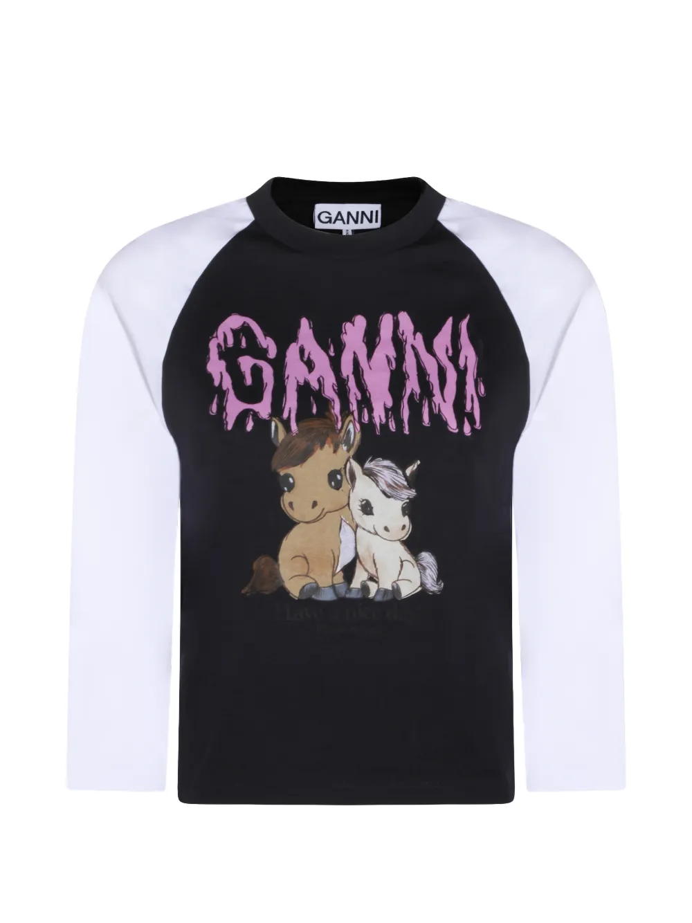 GANNI graphic long-sleeve T-shirt - Nero