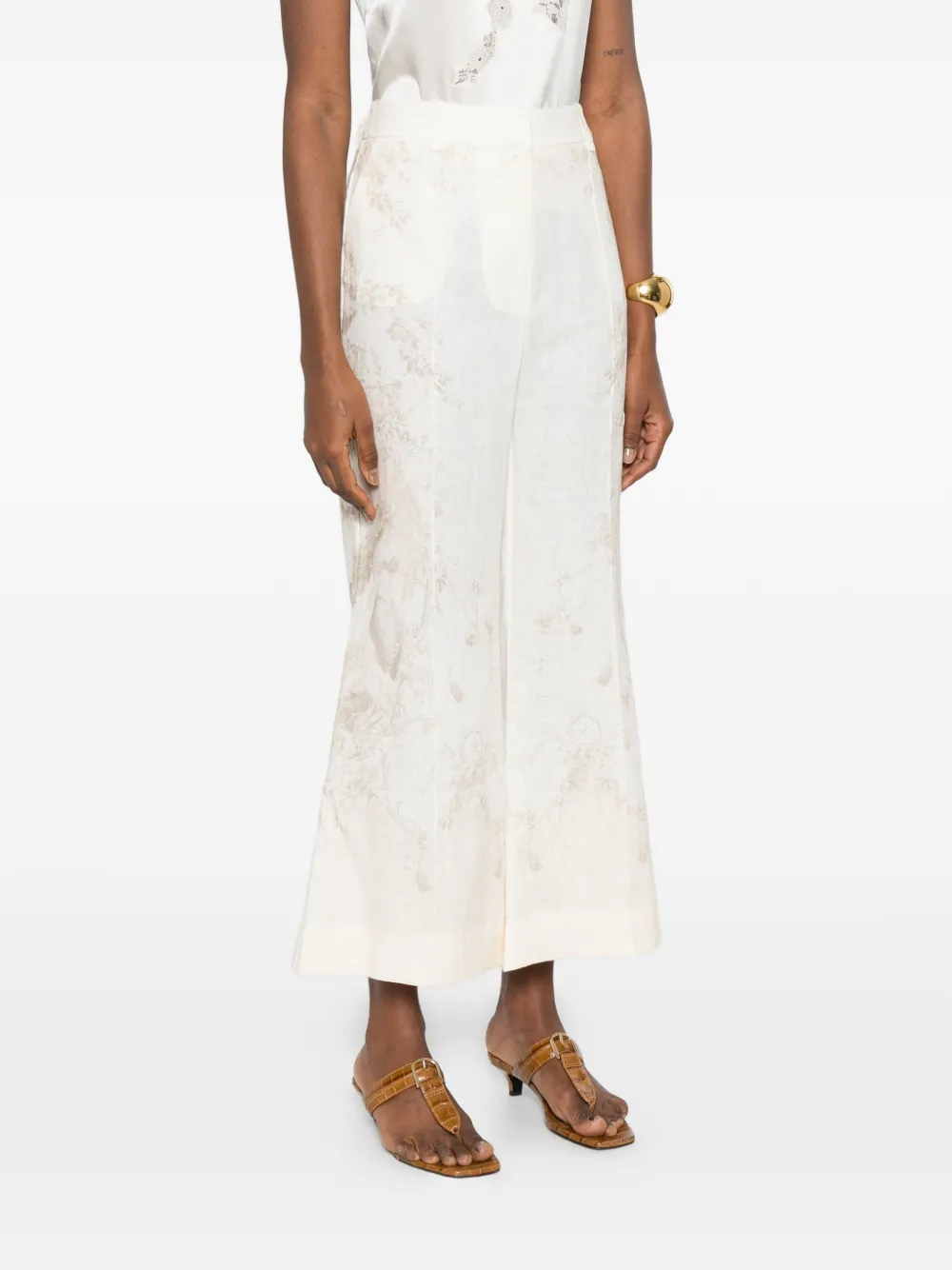 ZIMMERMANN Flared broek met bloemenprint Beige