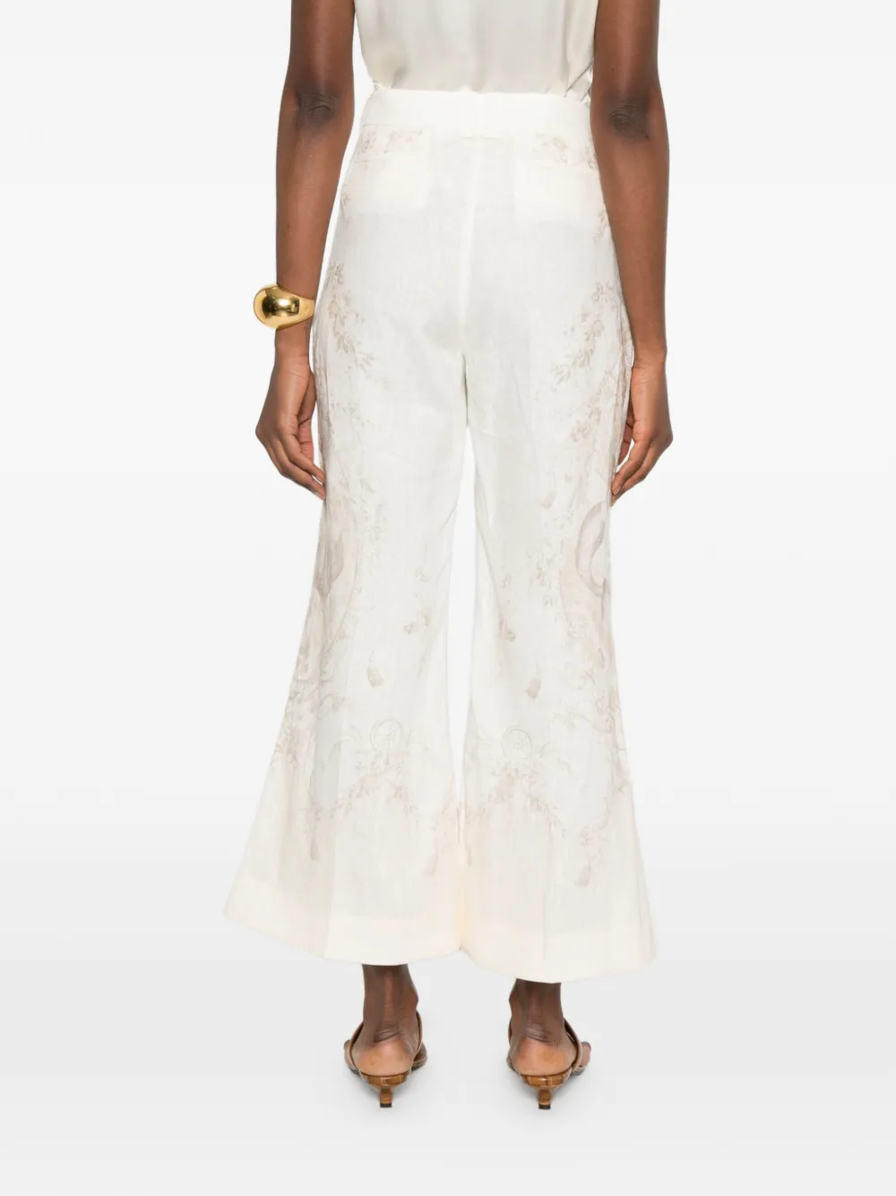 ZIMMERMANN Flared broek met bloemenprint Beige