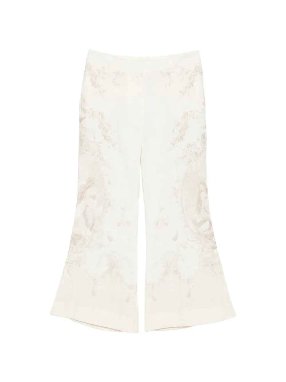 ZIMMERMANN cropped floral-print flared trousers - Nude