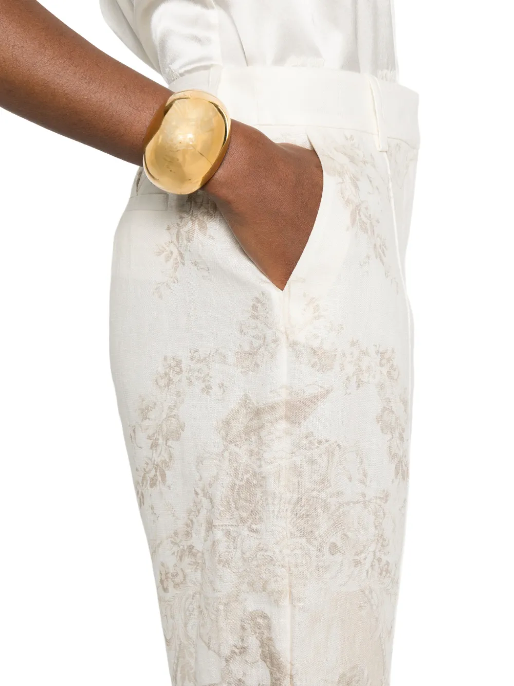 ZIMMERMANN Flared broek met bloemenprint Beige