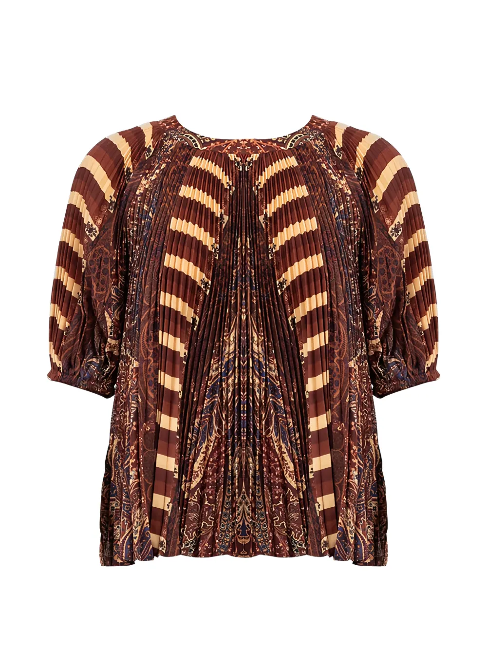 Ulla Johnson pleated striped blouse - Marrone
