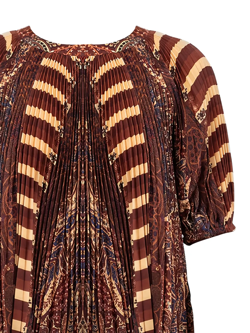  Ulla Johnson Pleated Striped Blouse - Brown 