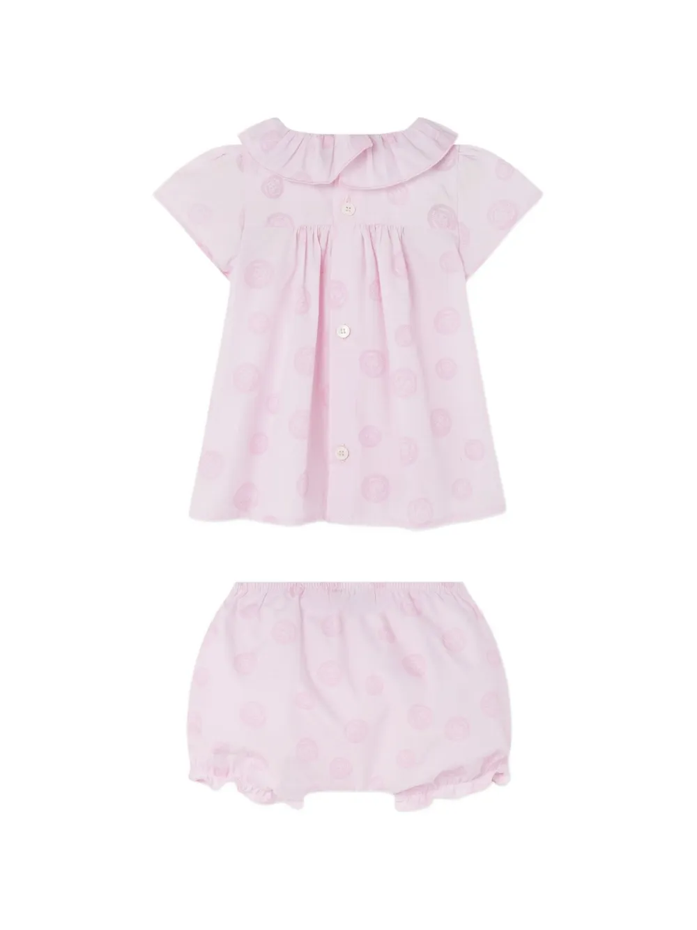 Versace Kids Driedelig romperset met ruches en medaillon Roze