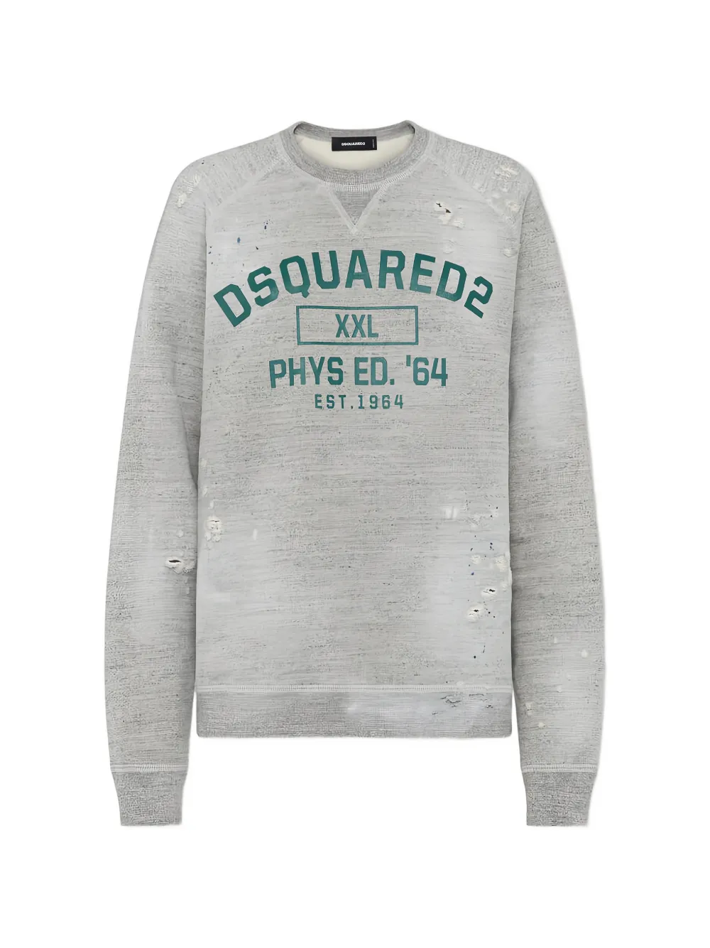 Dsquared2 Distressed Round-neck Sweatshirt In Gray