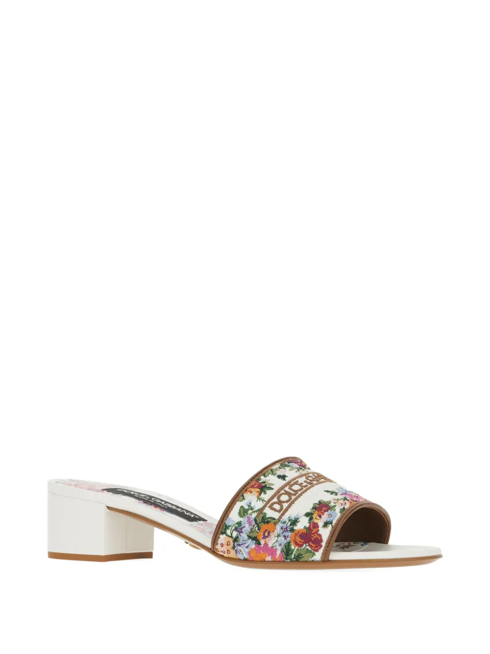 Dolce & Gabbana Sandalen met bloemenprint en hak Wit