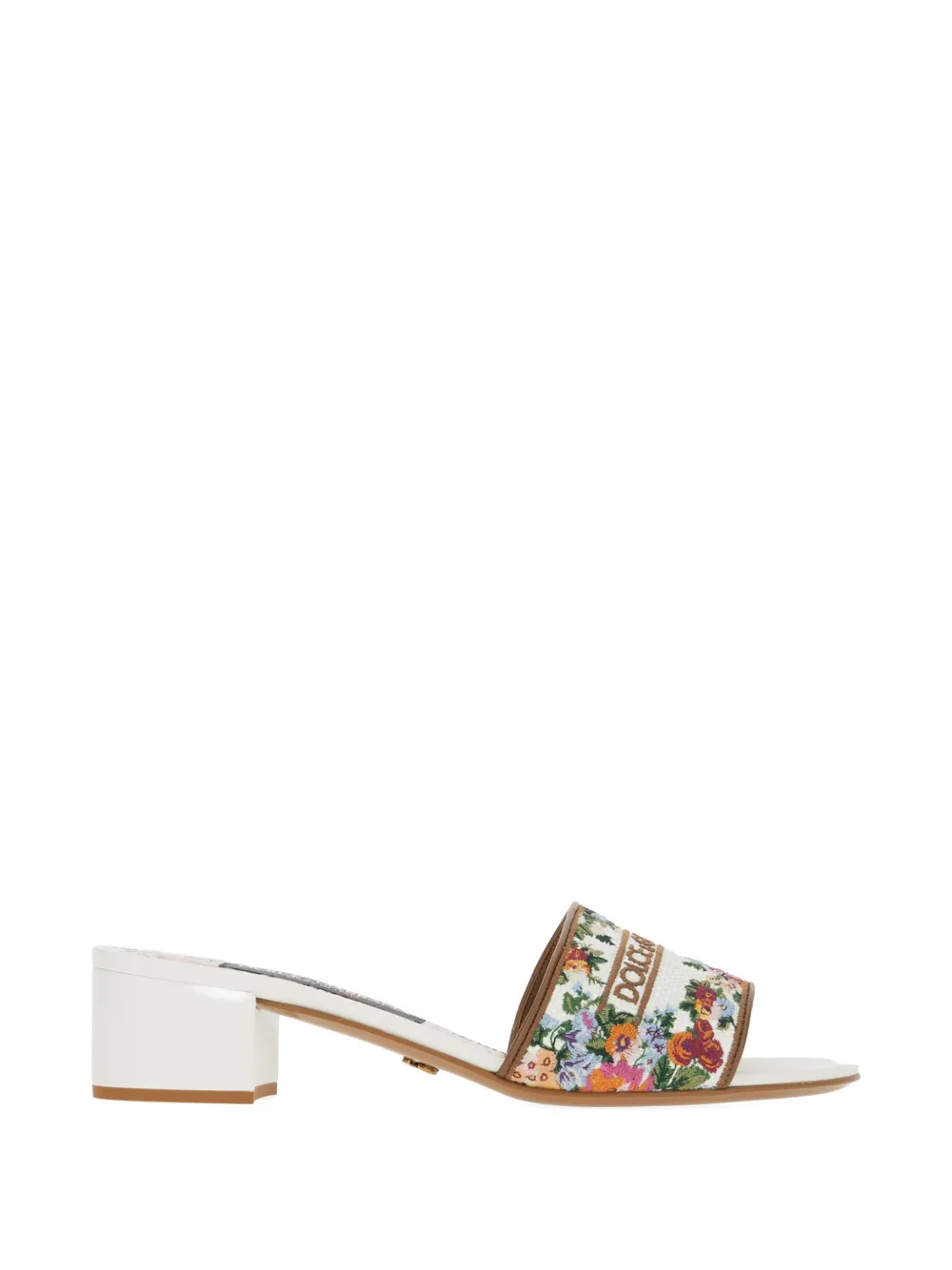 Dolce & Gabbana Floral-pattern Heeled Sandals In White