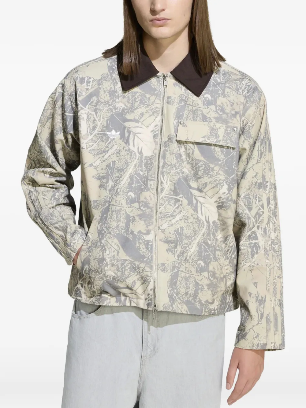  Adidas Abstract-pattern Shirt Jacket - Neutrals 