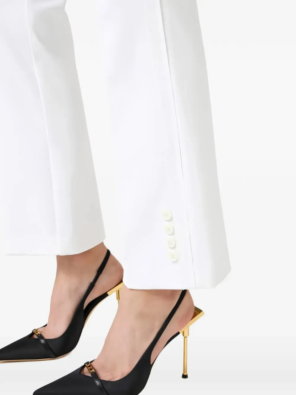 Elisabetta Franchi Broek van gelaagde stretch crêpe stof met logobedel Wit
