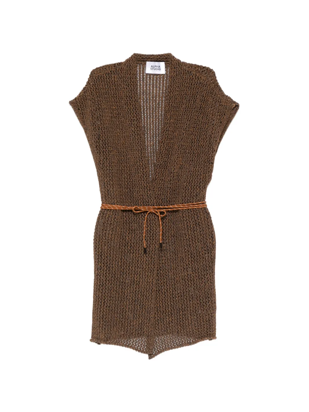 ALPHA STUDIO belted knitwear - Marrone