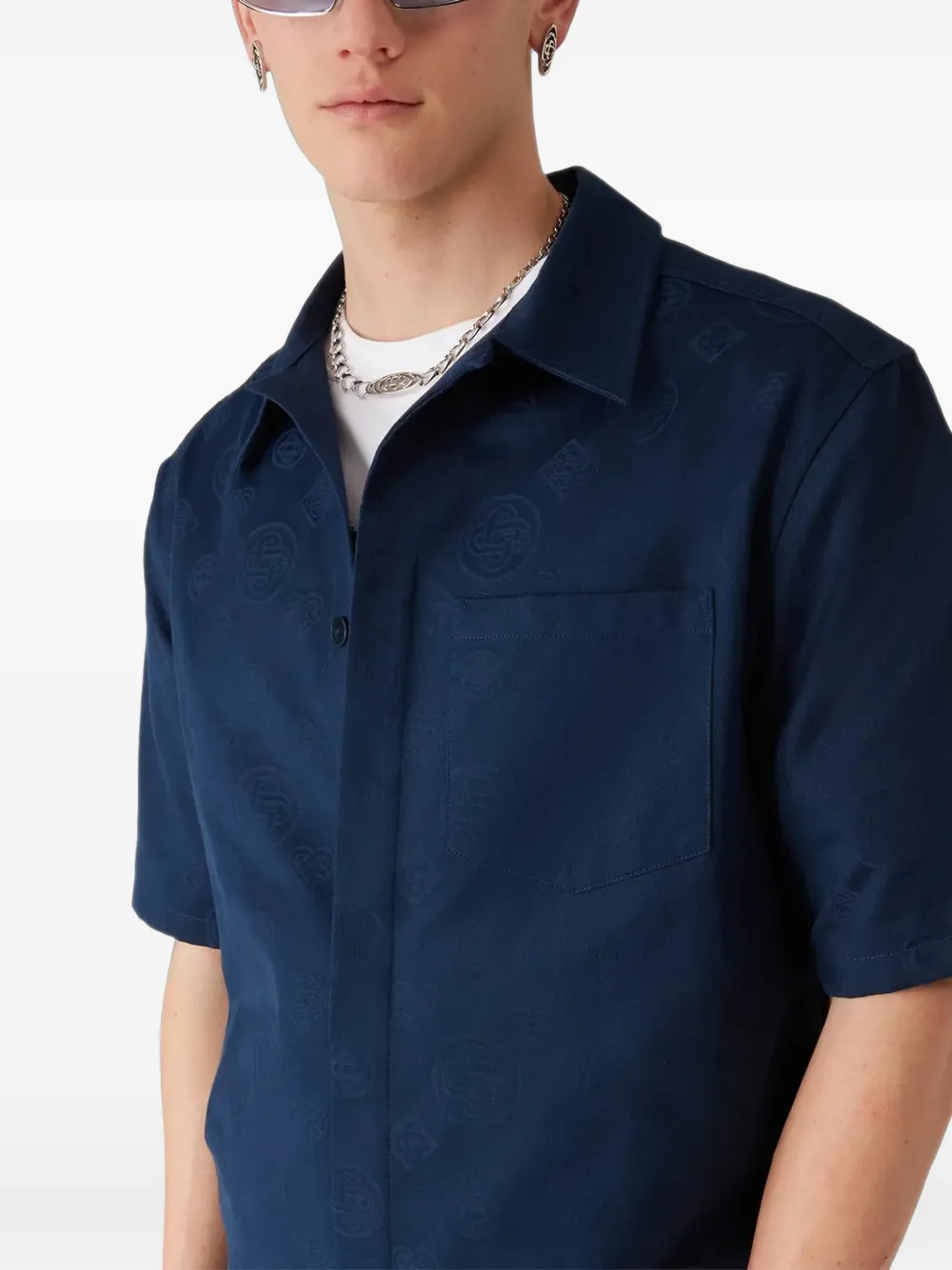 Casablanca Overhemd met monogramprint Blauw
