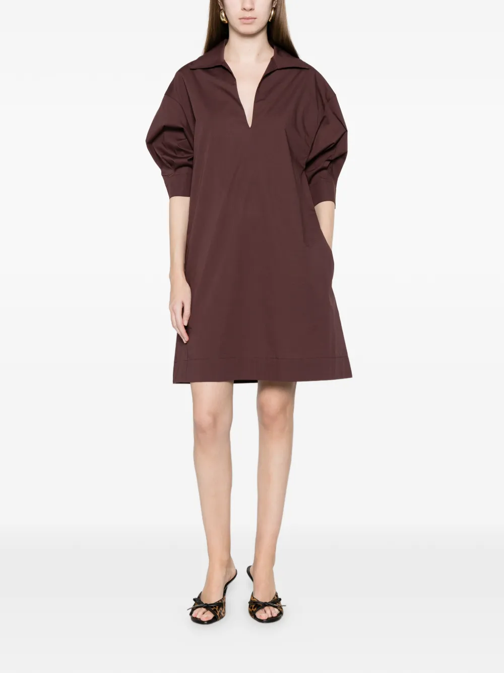  Alpha Studio Polo-collar Mini Dress - Brown 