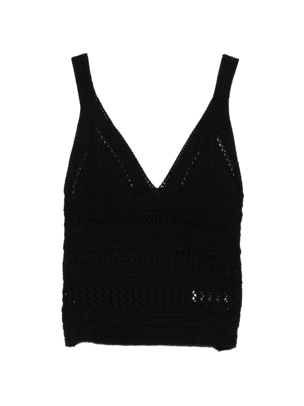 ALPHA STUDIO crochet V-neck top - Nero